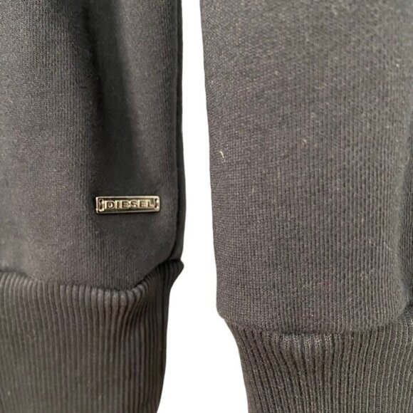 Diesel black hoodie sweatshirt 100% cotton black denim insert long sleeves Small - Picture 6 of 13
